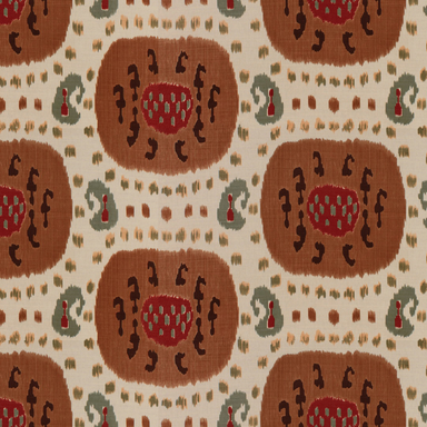 Samarkand Cotton And Linen Print - Brown On Beige