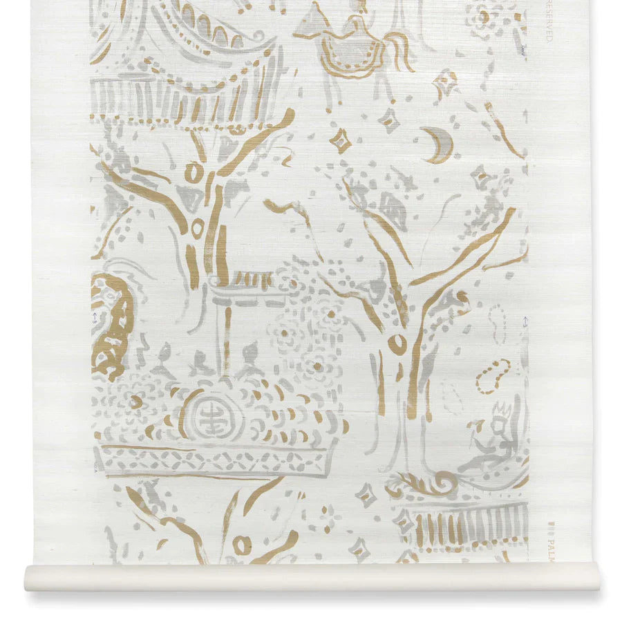 Carnival Toile Metallic Grasscloth